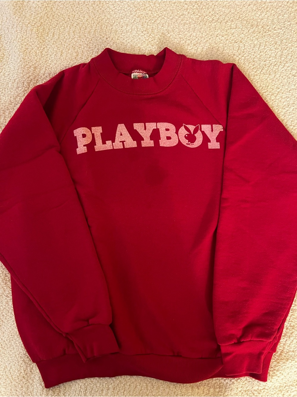 Fruit of the Loom Red Crewneck Sweatshirt with Playboy Logo